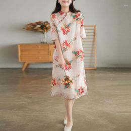 Casual Dresses Summer Vintage Ethnic Style Dress For Women Qipao In Fashionable Loose Half Sleeve Age Reducing Temperament