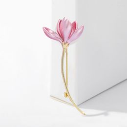 Brooches Fashion Brooch Pin Elegant Pink Tulip Lily Flower Women Wedding Party Jewellery Gift Dress Shirt Decoration