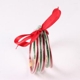 Bangle 5pcs/set Glitter Jelly Bracelet Jewellery Lightweight Cute Red Green Bracelets For Women Xmas Gift Friendship