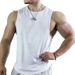 Men's Tank Tops Men Sports Top Summer O-Neck Sleeveless Elastic Sport Vest Thin Loose Solid Colour Fitness Sportwear