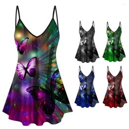Women's Tanks Clothes Trendy Butterfly Print Vest Camisole All Match Spaghetti Straps For Travel