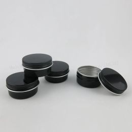 50 x 15g Empty Mini Black Aluminium Cream Jar Pot Nail Art Makeup Lip Gloss Empty Cosmetic Metal Tins Containers