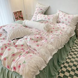 Bedding Sets INS Blogger Bed Linen Duvet Lace Cover Set Quilt Sheet Girls Kids Comforter
