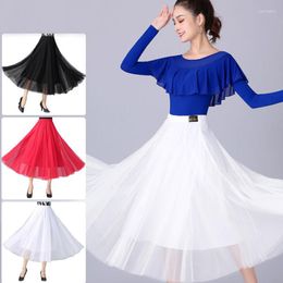 Stage Wear 3 Colors Modern Dancing Skirts Mesh Latin Dance Skirt Ballroom Competition Cha Rumba Dancewear SL7594