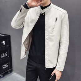 Men's Jackets Men's Spring Motorcycle Leather Jacket Large Size Pocket Black Zipper Lapel Slim Fit Male Spring and Autumn High Quality PU Coat 230509