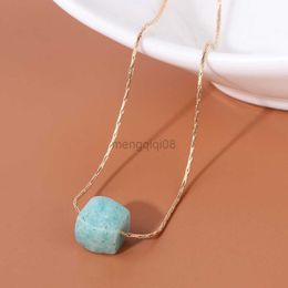 Pendant Necklaces Natural ite Stone Necklace Square Cube Gems Neckalce Healing Reiki Jewelry Gifts for Festivals Y23