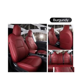 Car Seat Covers Accessories Er For Tesla Model Y/S High Quality Leather Custom Fit 5 Seaters Cushion 360 Degree Fl Ered 3 Only Made Dhf4D