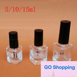 All-match Empty Transparent Glass Nail Polish Bottles Brush Lid Small Glass Bottle For Nail Art Essential Oil Container