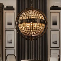 Chandeliers Loft Vintage Crystal Globe Chandelier Metal K9 Cafe Bar El Store Restaurant French Country Droplight Fixture