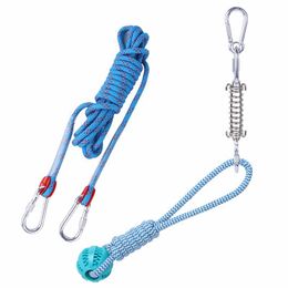 Toys Pet Dog Toys Stainless Steel Dog Spring Pole Toys Tug of War Teething Toy Outdoor Strong Hanging Exercise Rope Pet Accessories