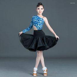 Stage Wear Latin Dance Costume Girls Leopard Print Puffy Skirts Ballroom Competition Dress Performance Practise SL2349