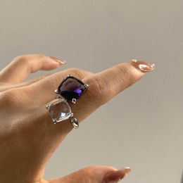 Band Rings Fashion Transparent Purple Crystal Statement Rings For Women 2023 New Jewellery Personality Ring Z0509