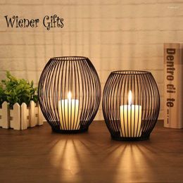 Candle Holders Black Metal Hollow Like A Bird Cage Lantern Without LED Lights Romantic Home Decorations El Ornaments