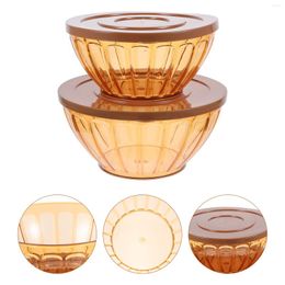 Dinnerware Sets 2pcs Transparent Salad Bowl Serving Dessert Multi-use Fruit With Lid Clear