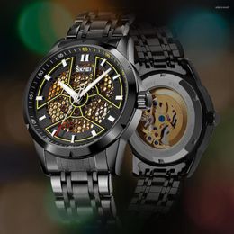 Wristwatches Automatic Mechanical Watch Men Hollow Luminous Pointer Mens Waterproof Male Watches Brand Montre Homme SKMEI Charm