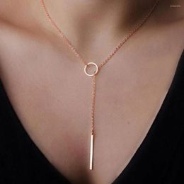 Pendant Necklaces Circle Stainless Steel Necklace For Women Jewelry Rose Gold Color Long Fashion Birthday Present