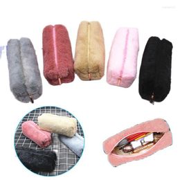 Cute Plush Pencil Pen Pouch Faux Fur Lightweight Large Capacity Stationary Cosmetics Bags School Supplies Cases Bag