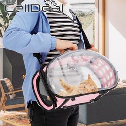 Strollers Transparent Cat Backpack Kitten Puppy Carrier Bags Foldable Breathable Small Dog Cat Travel Space Capsule Cage Pet Supplies