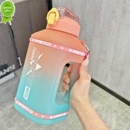 1.5 Liters/2.3 Litres Sports Water Bottle Silicone Straw Waterbottle Portable Travel Bottle Sport Fitness Cup Big Belly Bottles