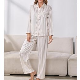 Womenka dla kobiet elegancka piżama zestaw jedwabisty satynowy pijama długie rękawy 2 sztuki kobiet w leżaku odzież nocna odzież nocna