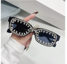 Fashion Personality Small Frame Square Set With Diamonds Sunglasses Luxury pearl Designer Sun Glasses For Women