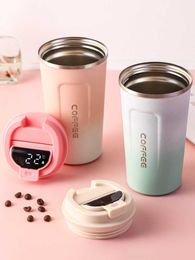 Coffee Tea Tools Add to Wish List 380/510ml Smart LED Thermal Bottle Temperature Display Mug Coffee Cups Car Office Vacuum Vials Travel Insulated Tumbler P230509
