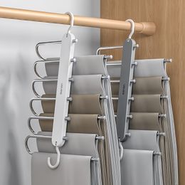 Hangers Racks 6in1 Magic Trouser Clothes Stainless Steel Folding Tie Bedroom Wardrobe Organiser Storage 230508