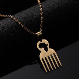 Pendant Necklaces African Symbol Stainless Steel Africa Map Chain Necklace Ethnic Jewellery Gifts