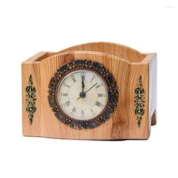 Table Clocks Retro Clock Flower Pot Living Room Decoration Handicraft Resin Ornament Creative Potted Plant