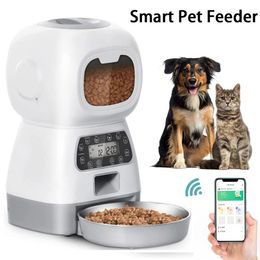 Feeding Automatic Pet Feeders for Cats and Dogs WiFi Enabled Smart Dog Feeders Dry Food Dispenser Timed Cat Feeder 10s Voice Recorder
