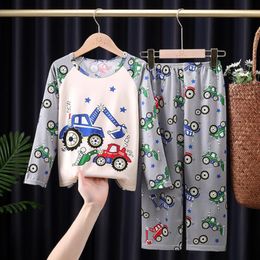 Pyjamas Children Autumn Long Sleeved Kids Boys Girls Pyjama Sets Cartoon Casual Animal Pyjamas Pijamas Set TopsPants 2pcs Outfits 230509