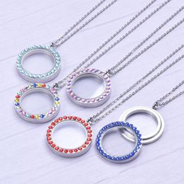 Pendant Necklaces Rhinestone Floating Locket For Women Men Accessories Twist Crystal Charm Stainless Steel Necklace Screw