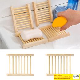 100PCS Natural Bamboo Trays Wholesale Wooden Bar Soap Dish Tray Holder Rack Plate Box Container for Bath Shower Bathroom Home Wood Case