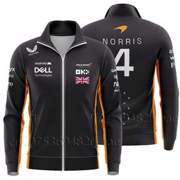 2023 Fashion F1 남자의 까마귀 재킷 스웨트 셔츠 포뮬러 원 팀 시즌 McLaren Racing Lando Norris 지퍼 코트 봄 대형 여성