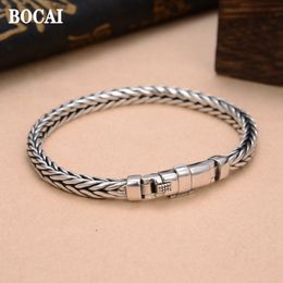 Chain BOCAI Real Pure S925 Silver Handmade Woven Retro Domineering Style Ppersonality Keel Man and Woman Bracelets 230509