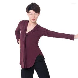 Stage Wear Ballroom Dance Tops Men Long Sleeve Latina Practise Samba Costume Designer Clothes Tap Dancewear Tango Outfit JL3269