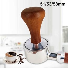 Tampers 51mm/53mm/58mm coffee espresso tamper wood handle powder espresso hammer tamper coffee dispenser for coffee coffeeware P230509