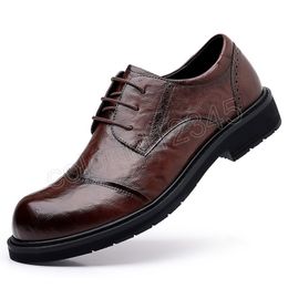 Men Leather Casual Shoes lace up Black brown Vintage Male oxfords Dress Shoes Business Oxfords Fashion Wedding Flats shoes