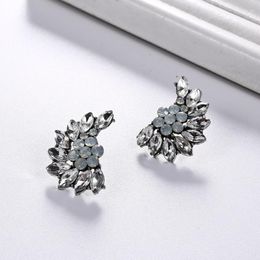 Stud Earrings Luxury Fashion Simple Full Of Clear Rhinestone Hollow Wing-shaped For Women Crystal Ear Jewelry Wholesale