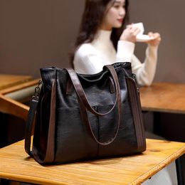 Evening Bags Large Capacity Handbags Women Soft Leather Shoulder Crossbody Bag Ladies Bucket Bags Retro Tote Luxury Satchel Handbag and Purse 230509