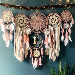 Decorative Objects Figurines Nordic Craft Wind Chimes Dream catchers Feathers Handmade Style Dreamcatcher Home Decor Feathers Dream Catchers 230508