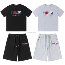 Designer Fashion Clothing Tshirt Tees Trapstar Blue Red Towel Embroidered Short Sleeve Shorts Set Loose Relaxed Trendy High Street Tshirt Luxury Casual Cotton Stre