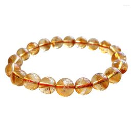 Strand Wholesale Orange Glue Flower Natural Crystal Bracelet 10mm Beads Bracelets For Women Men Couple Gift Stone Fashion Jewellery