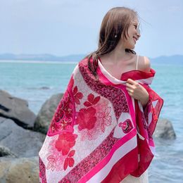 Scarves Beach Cotton Scarf Women Print Shawl Sunscreen Wrap Large Neckerchief Female Design Hijab Bandana 2023Scarves ScarvesScarves Shel22