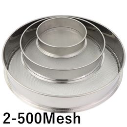 Fruit Vegetable Tools 2-500M Round 304 Stainless Steel Lab Sieve Aperture Standard Sifters Shakers Kitchen Flour Powder Filter Screen Soil Strainer 230506