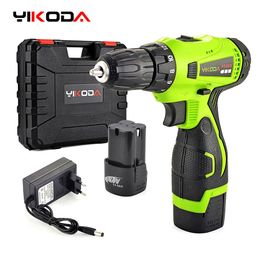Screwdrivers YIKODA 16.8V 21V Electric Screwdriver Cordless Drill Double Speed Lithium Battery Household Rechargeable Mini Power Tools 230509