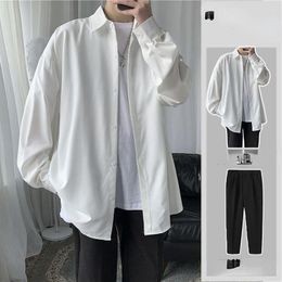 Men's Tracksuits Men 2023 Spring Autumn Sets Male Solid Colour Long Sleeve Shirt & Loose Pants 2PCS Streetwear Casual 2 Piece Suits F41