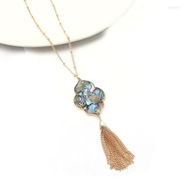 Pendant Necklaces 2023 Selling Calabash Pearl Abalone Necklace Chain Tassel Leopard Print Women Fashion Gift Jewellery