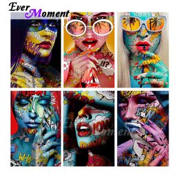 Stitch Ever Moment Diamond Painting Colorful Woman Wall Decoration Full Square Round Resin Drill Handmade Artwork Embroidery ASF2233