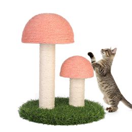 Toys Mushroom Cat Tree Scratching Post Tower Climbing Activity Natural Sisal Ropes